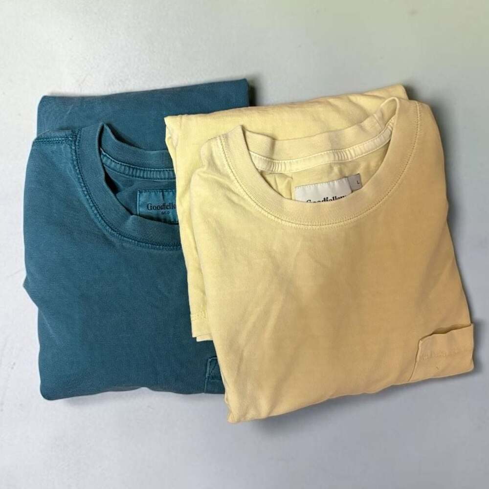 Goodfellow & Co. Men's Long Sleeve Garment Dyed Pocket T-Shirt Set of 2